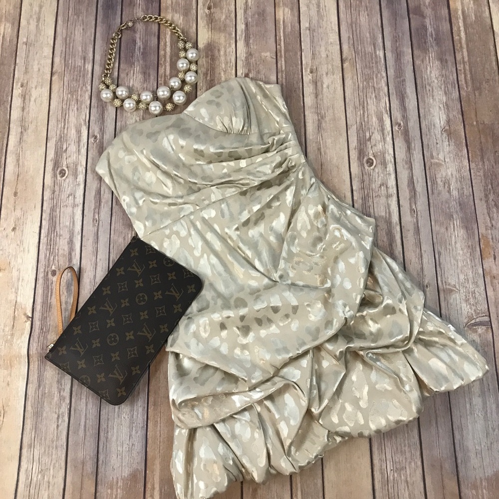 Champagne Silky Ruffle Party Dress
